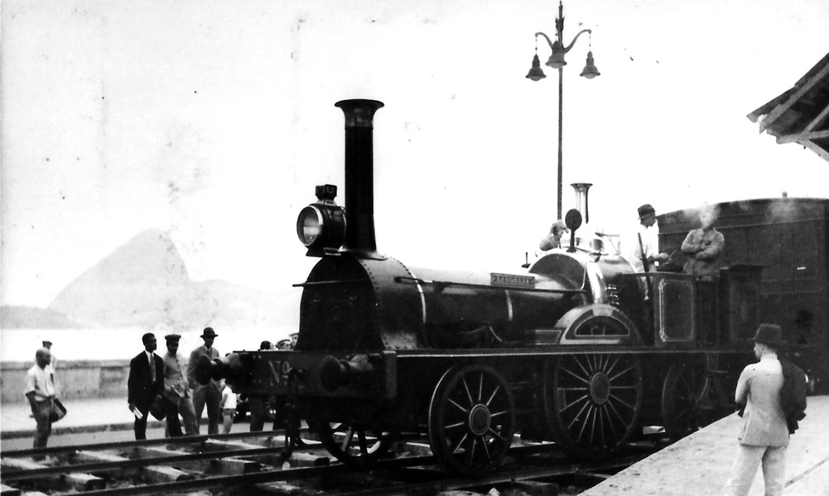 Trem com a locomotiva Baroneza na Feira Internacional de Amostras (1934)