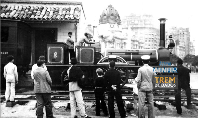 Trem com a locomotiva Baroneza na Feira Internacional de Amostras (1934)