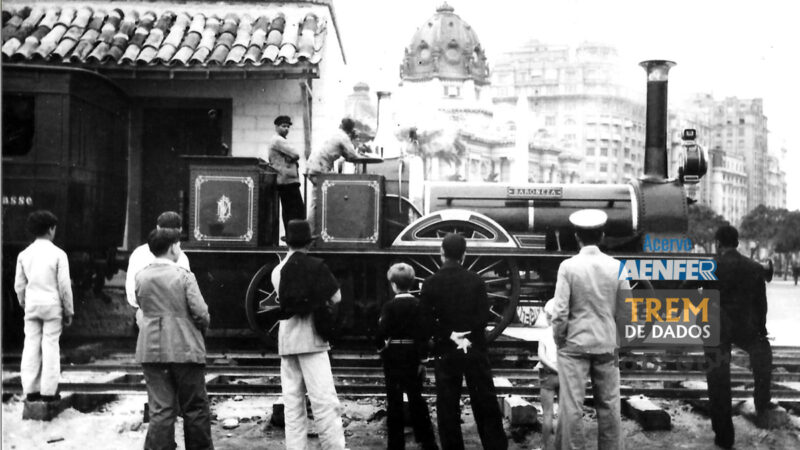 Trem com a locomotiva Baroneza na Feira Internacional de Amostras (1934)