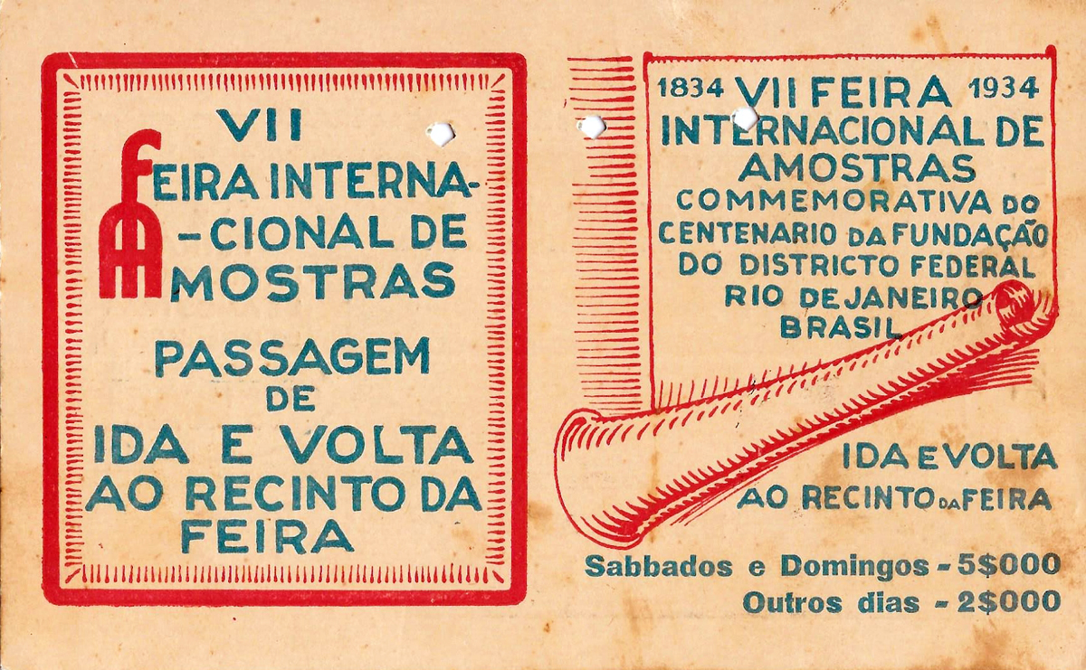 Ingresso para o Trem da Feira Internacional de Amostras (1934)
