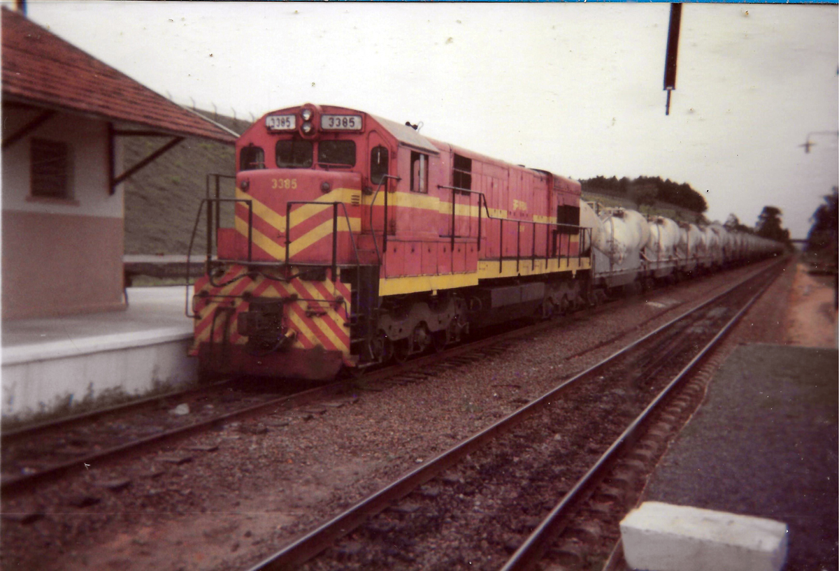 Trem da RFFSA passando pela estação Engenheiro Martins Guimarães – Nova